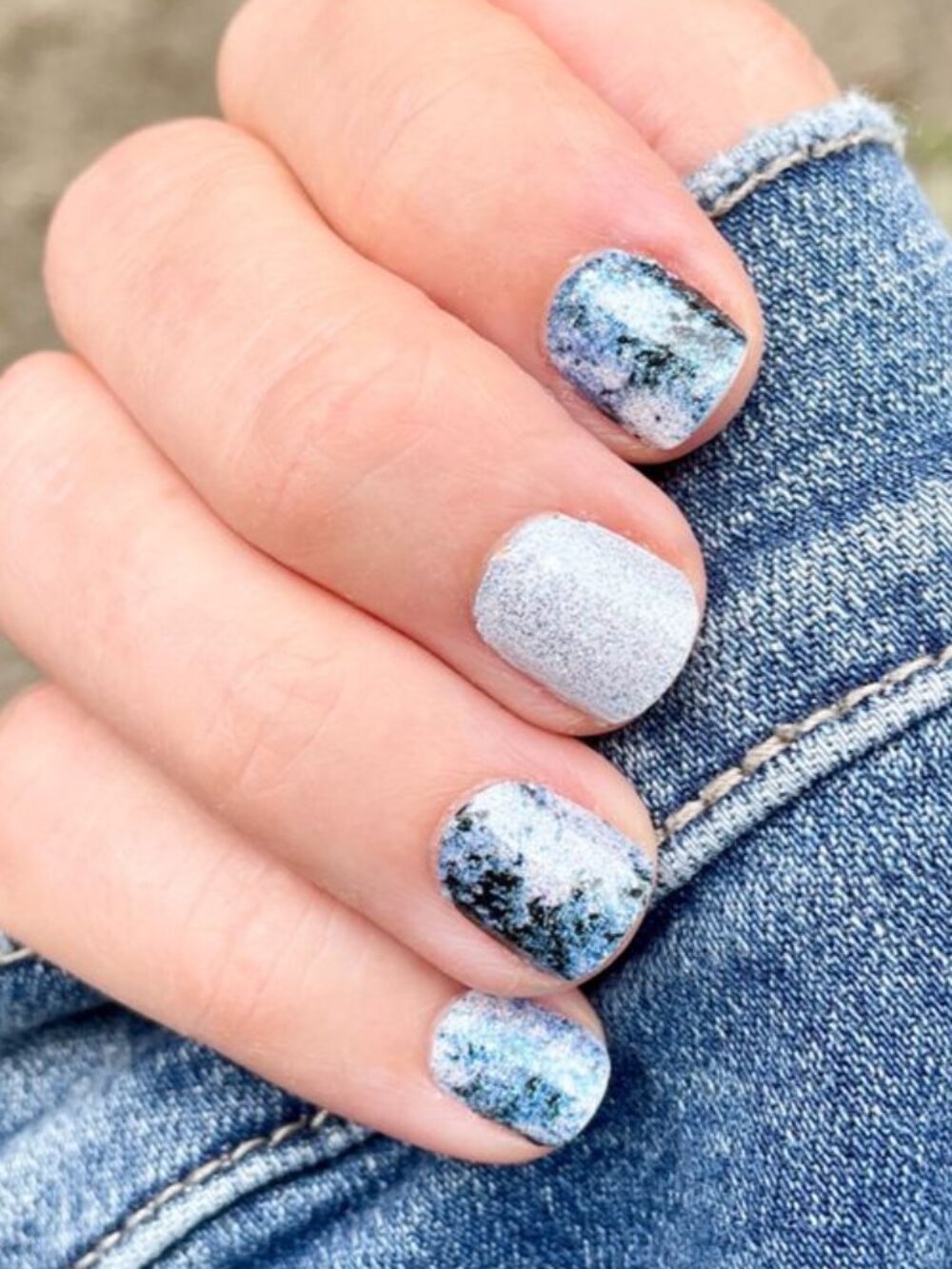 In Another Galaxy Color Street Nail Polish Strips Retired Silver Blue Glitter